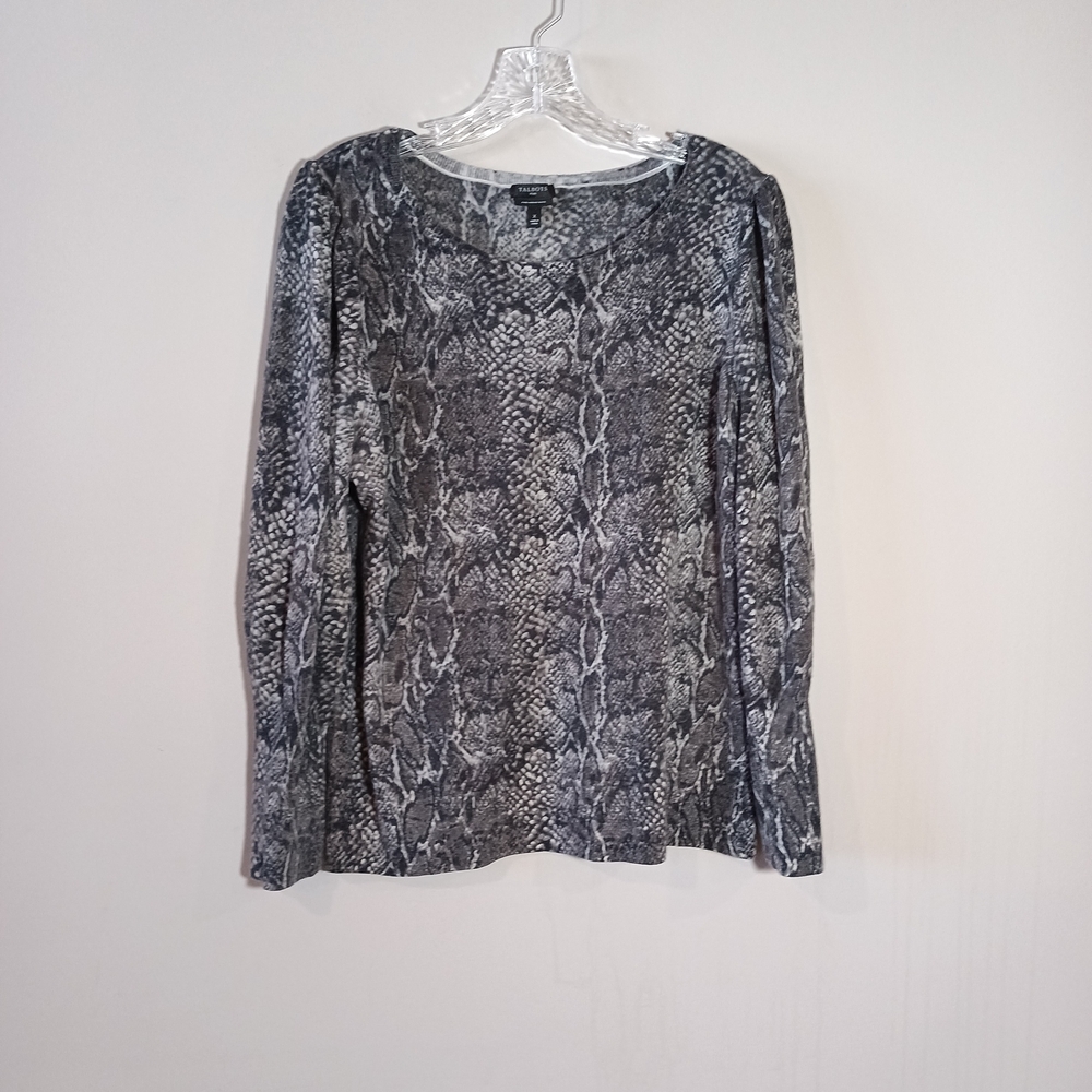Talbots Pure Merino Wool Black & Gray Python Sweater Plus Size X 14/16